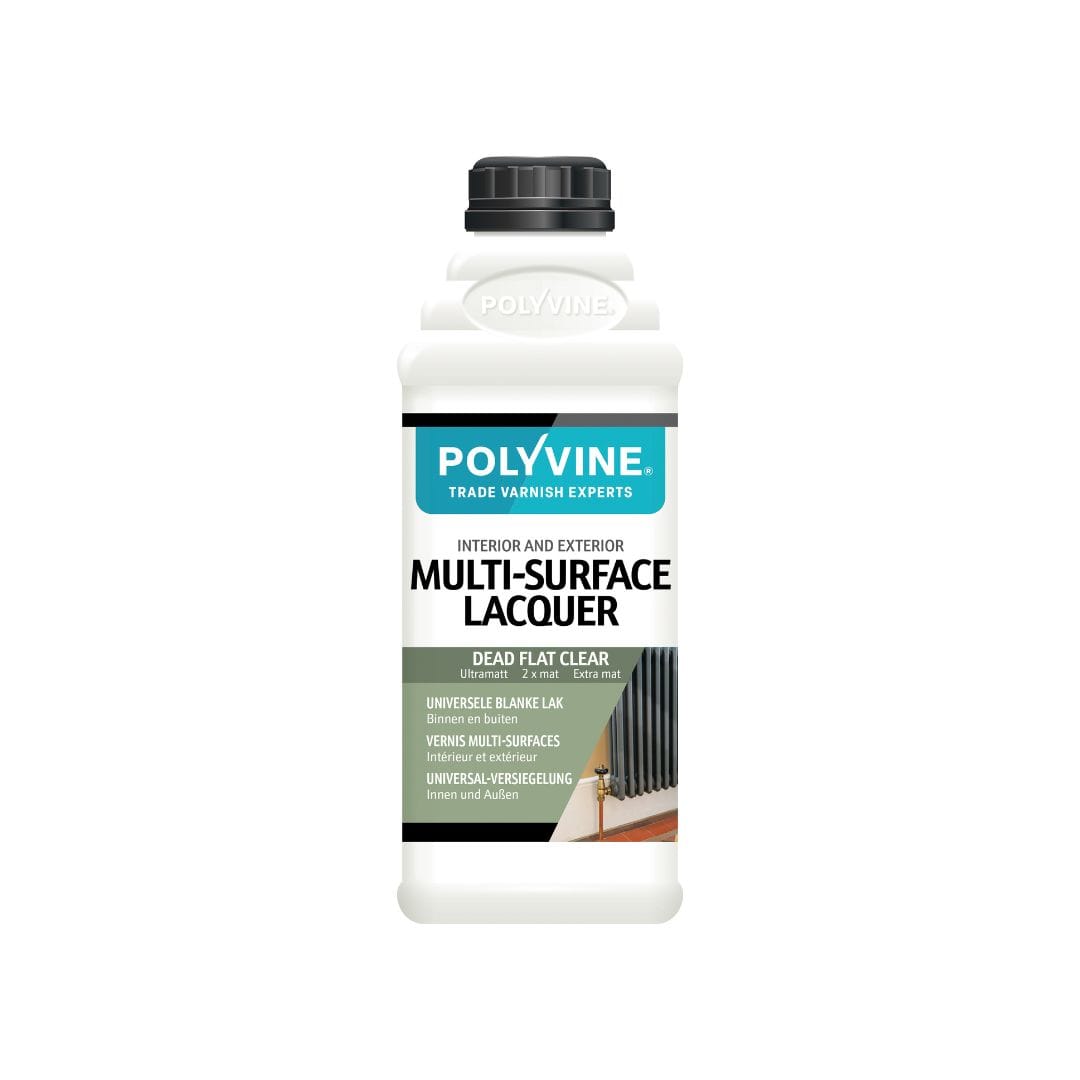 Polyvine Multi‑Surface Lacquer – kristalheldere lak voor meerdere ondergronden in hoogglans, satijn of matte finish